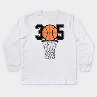 305 Miami Basketball Kids Long Sleeve T-Shirt